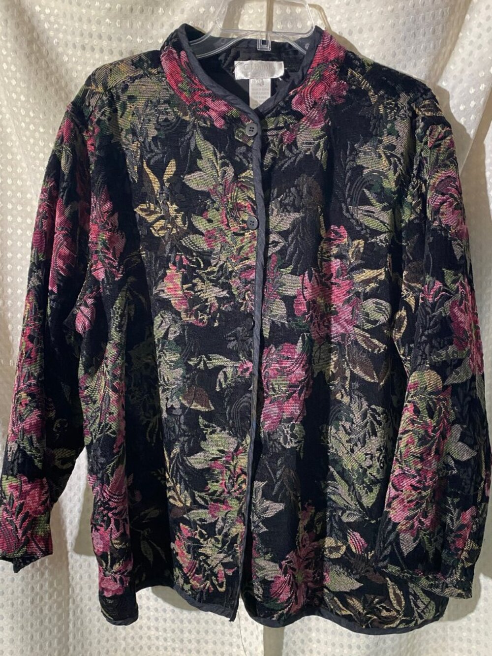 C.J. Banks Floral Jacquard Button Up Mandarin Collar Shacket Size 2X